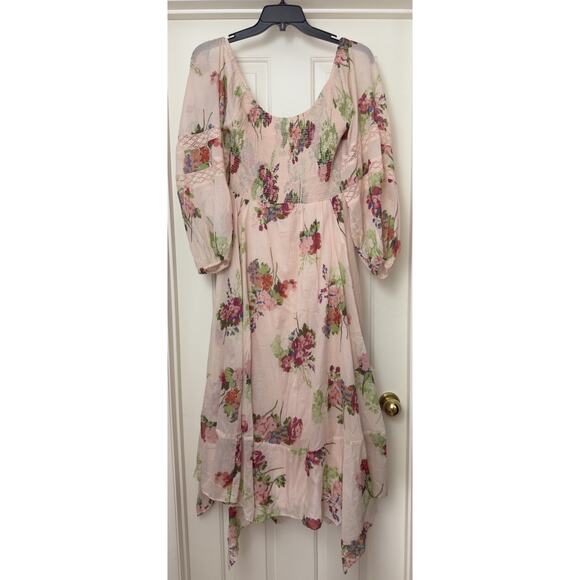 Morning Glory Smocked Floral Maxi Dress Pink M NWT - Picture 3 of 14